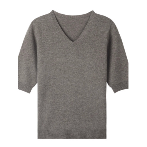 一線成衣春秋羊毛短袖女韓版五分袖V領毛衣套頭羊絨針織打底上衣 一線成衣春秋羊毛短袖女韓版五分袖V領毛衣套頭羊絨針織打底上衣