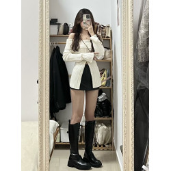 一字肩針織衫女設計感純欲風春秋冬性感辣妹收腰開叉修身長袖上衣