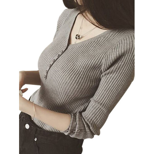 秋冬季別致小衫女韓版洋氣心機打底衫女內搭v領針織打底上衣長袖