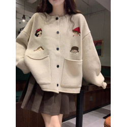 大碼紅色寬松毛衣女秋冬新款胖mm本命年龍年衣服針織開衫外套上衣