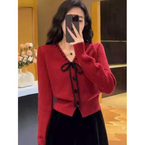 早秋小香風針織衫短款毛衣女秋裝女款2025年新款上衣外搭針織開衫