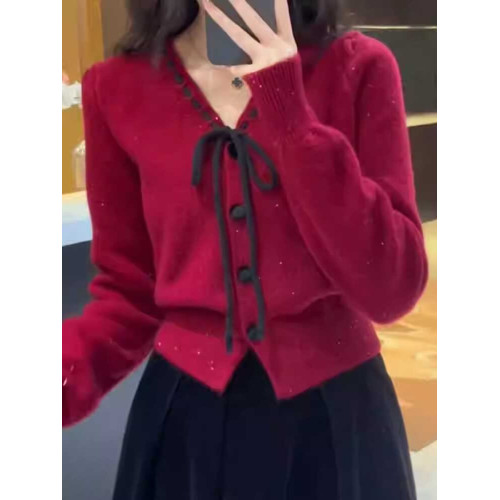 早秋小香風針織衫短款毛衣女秋裝女款2025年新款上衣外搭針織開衫