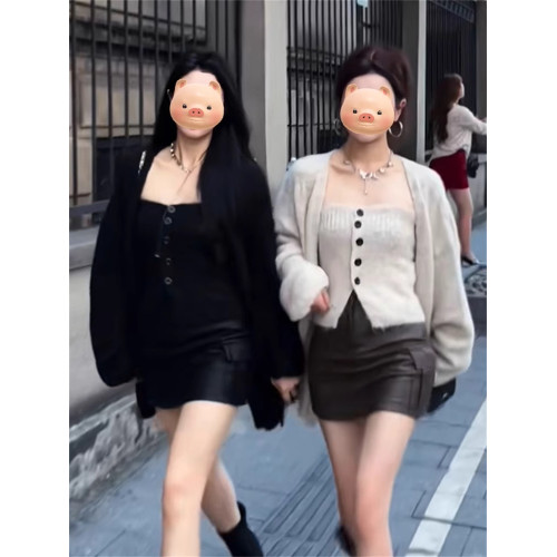 溫柔風軟糯針織開衫外套女秋冬韓系穿搭兩件套毛衣外搭中長款套裝