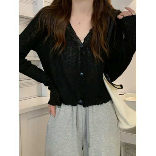 防曬開衫外套女秋季薄款白色外搭小披肩長袖冰絲針織上衣氣質罩衫