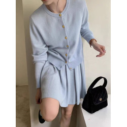 韓國東大門雞蛋家羊毛開衫女金釦毛衣針織衫2024秋款外套軟糯