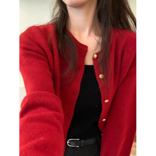 韓國東大門雞蛋家羊毛開衫女金釦毛衣針織衫2024秋款外套軟糯