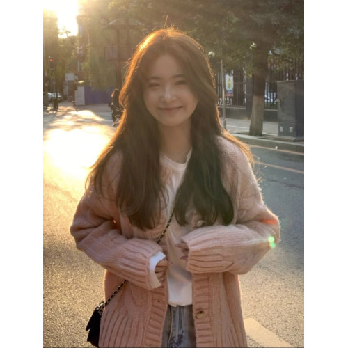 慵懶溫柔風粉色麻花小衆毛衣外套女秋冬韓系寬松軟糯針織開衫上衣