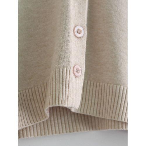 早春溫柔系穿搭高腰小個子上衣2025年簡約V領針織開衫女短款外套