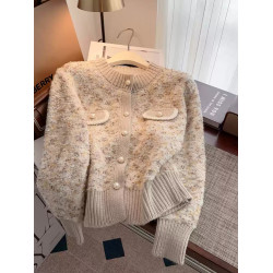 法式小香風毛衣外套女2025新款秋冬加厚高級感超好看針織開衫上衣