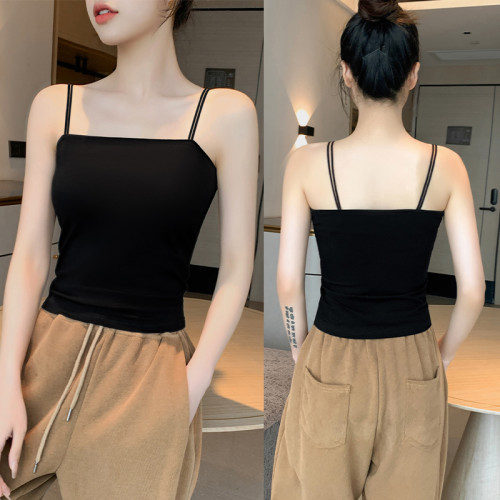 白色吊帶背心女內搭2025新款夏季無胸墊一體款外穿美背緊身小上衣