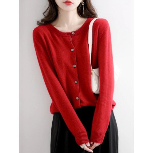 2024秋季新款針織開衫女春秋外搭寬松短款休閒灰色圓領毛衣外套 2024秋季新款針織開衫女春秋外搭寬松短款休閒灰色圓領毛衣外套