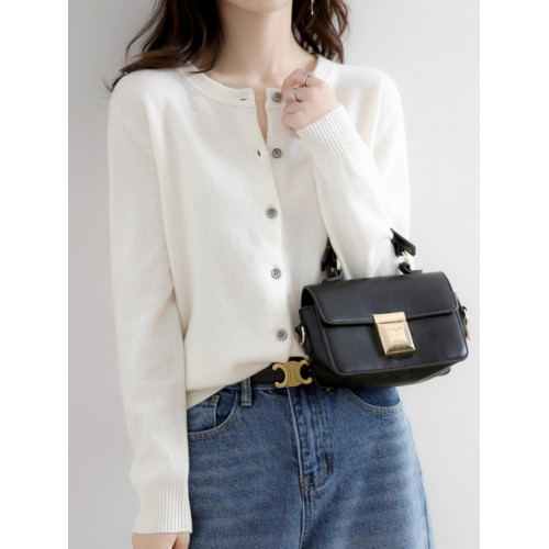 2024秋季新款針織開衫女春秋外搭寬松短款休閒灰色圓領毛衣外套 2024秋季新款針織開衫女春秋外搭寬松短款休閒灰色圓領毛衣外套