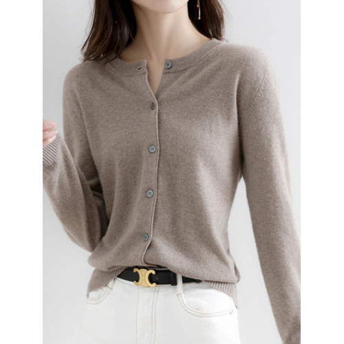 2024秋季新款針織開衫女春秋外搭寬松短款休閒灰色圓領毛衣外套 2024秋季新款針織開衫女春秋外搭寬松短款休閒灰色圓領毛衣外套