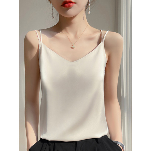 吊帶背心女內搭白色美背醋酸仿真絲上衣緞面夏西裝仿桑蠶絲打底衫