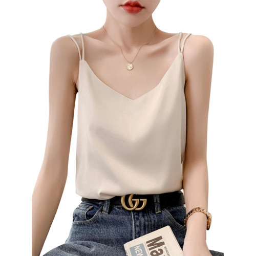 吊帶背心女內搭白色美背醋酸仿真絲上衣緞面夏西裝仿桑蠶絲打底衫