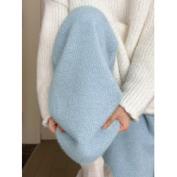 藍色針織濶腿褲女2025秋冬毛絨絨糯米褲水貂絨直筒褲子加長休閒褲