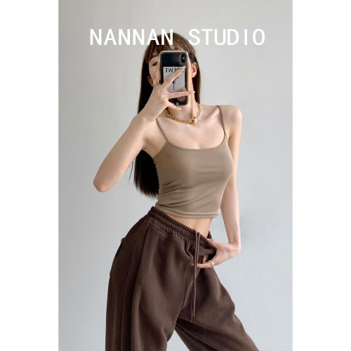 歐美辣妹經典百搭純色吊帶背心女夏顯身材細繩打底美背上衣ins潮