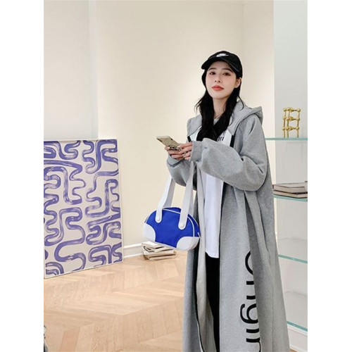 加絨加厚長款休閒開衫外套胖mm特大碼300斤冬季寬松拉鍊連衣裙女