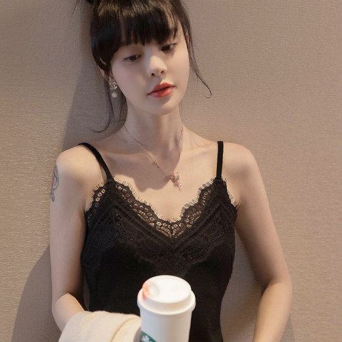 配小西裝內搭蕾絲吊帶背心女高級感西服打底外穿甜辣別致性感上衣