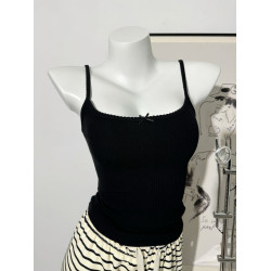 wan能打底!秋季帶胸墊蝴蝶結背心吊帶女2025純欲短款內搭外穿上衣