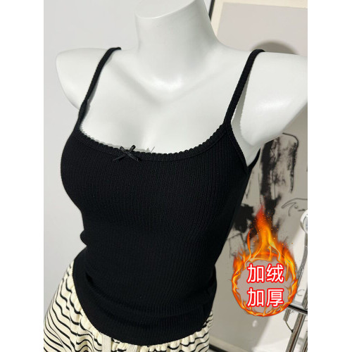 wan能打底!秋季帶胸墊蝴蝶結背心吊帶女2025純欲短款內搭外穿上衣