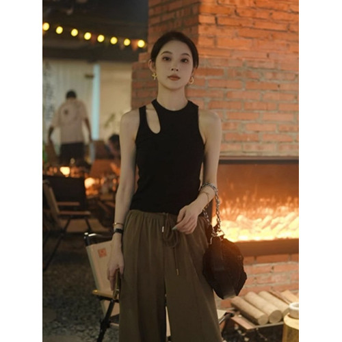 美式辣妹美背黑色外穿帶胸墊吊帶背心女夏季2025新款性感無袖上衣