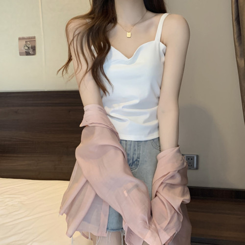 打底吊帶背心女內搭夏季外穿大碼顯瘦遮肚辣妹一字肩短款上衣胖mm