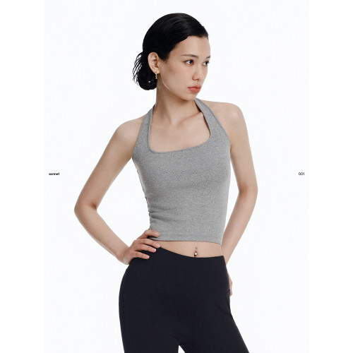 asomesome美式辣妹白色掛脖吊帶背心女春夏紅色掛脖運動內衣上衣