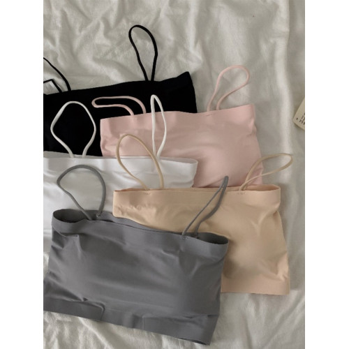 大碼冰絲美背裹胸吊帶女胖mm防走光帶胸墊外穿內搭抹胸打底小背心