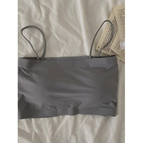 大碼冰絲美背裹胸吊帶女胖mm防走光帶胸墊外穿內搭抹胸打底小背心