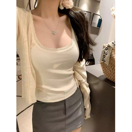 莫代爾棉夏季蕾絲花邊吊帶背心女大碼內搭外穿修身無袖打底衫上衣