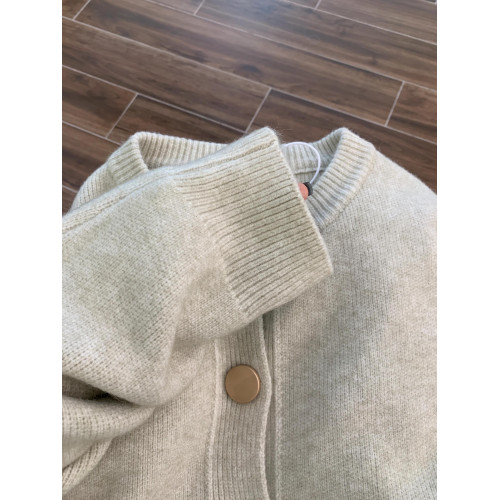 花卡色氣質高級感紐釦毛衣開衫女秋冬新款韓系寬松百搭針織外套