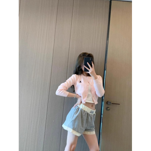 2025春季新款韓國東大門刺綉小標短款針織外套純色收腰小衆開衫女