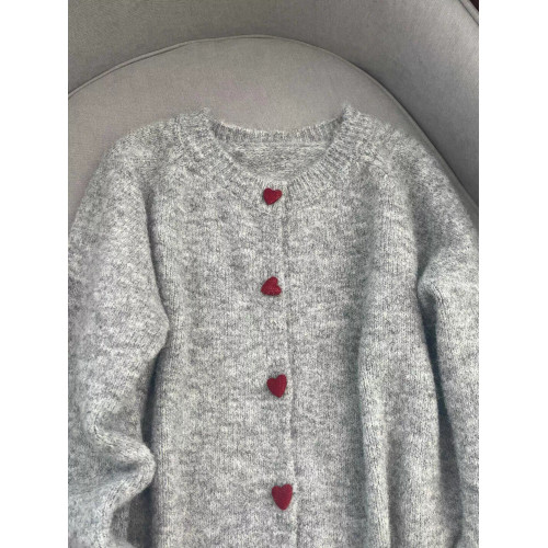 灰色愛心釦子毛衣外套女2025春季新款高級感寬松圓領針織開衫上衣