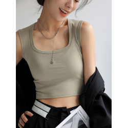 方領短款吊帶背心女內搭夏季白色辣妹寬肩純棉遮副乳外穿打底上衣