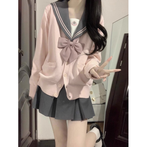 JK製服春秋日系學院風外搭寬松純色毛衣針織開衫薄款長袖外套女 JK製服春秋日系學院風外搭寬松純色毛衣針織開衫薄款長袖外套女