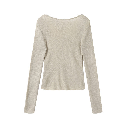 XinmonLee高級感灰色蝴蝶結假兩件長袖針織衫早秋修身辣妹T恤女 XinmonLee高級感灰色蝴蝶結假兩件長袖針織衫早秋修身辣妹T恤女