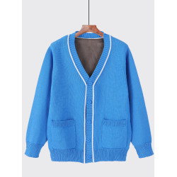 護士毛衣外套開衫不起球女加絨厚保暖大碼外穿藍色醫院值班工作服