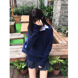 水紀中/川島私立學院JK毛衣套裝V領套頭班服刺綉校供感長袖針織衫