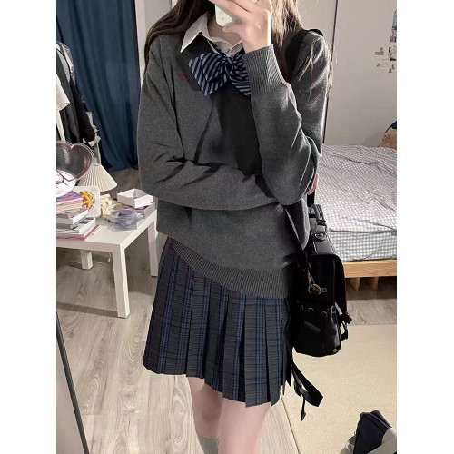 水紀中/川島私立學院JK毛衣套裝V領套頭班服刺綉校供感長袖針織衫 水紀中/川島私立學院JK毛衣套裝V領套頭班服刺綉校供感長袖針織衫