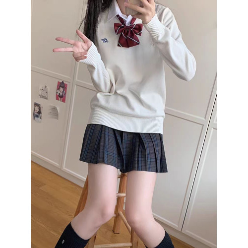 水紀中/川島私立學院JK毛衣套裝V領套頭班服刺綉校供感長袖針織衫 水紀中/川島私立學院JK毛衣套裝V領套頭班服刺綉校供感長袖針織衫