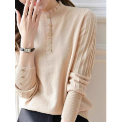 半高領打底衫女內搭秋冬2025新款洋氣時尚百搭氣質木耳邊針織上衣