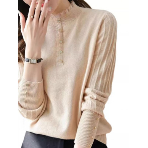 半高領打底衫女內搭秋冬2025新款洋氣時尚百搭氣質木耳邊針織上衣