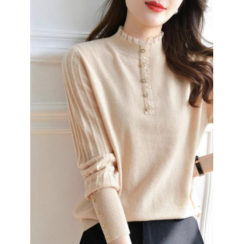 半高領打底衫女內搭秋冬2025新款洋氣時尚百搭氣質木耳邊針織上衣