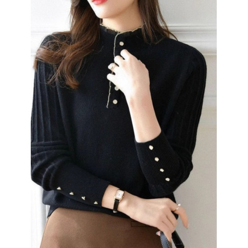 半高領打底衫女內搭秋冬2025新款洋氣時尚百搭氣質木耳邊針織上衣