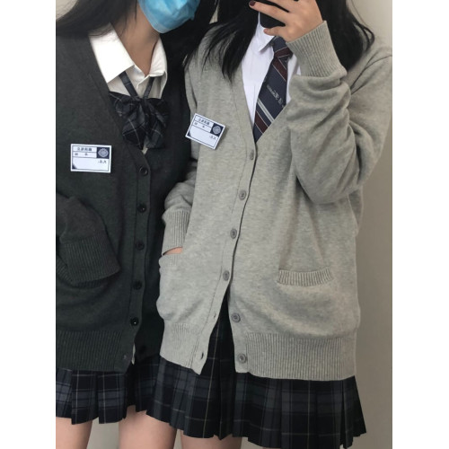 早秋日系原創JK製服毛衣學院風校供感針織開衫長袖寬松百搭外套女 早秋日系原創JK製服毛衣學院風校供感針織開衫長袖寬松百搭外套女