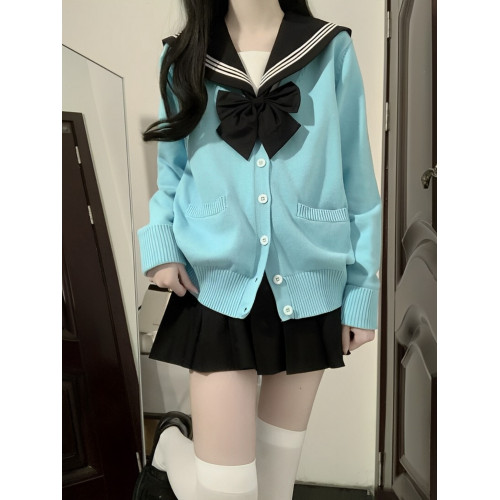 早秋日系原創JK製服毛衣學院風校供感針織開衫長袖寬松百搭外套女 早秋日系原創JK製服毛衣學院風校供感針織開衫長袖寬松百搭外套女