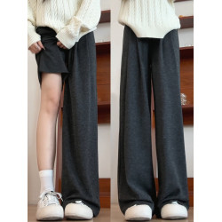 糯米褲女秋冬季2025新款寬松垂感直筒休閒慵懶小個子加絨濶腿褲子