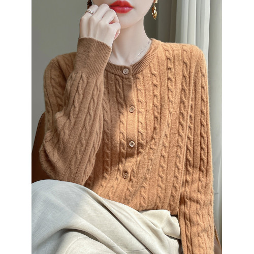 2024冬新款100純羊絨針織開衫外套女秋冬新款圓領提花外搭毛衣潮 2024冬新款100純羊絨針織開衫外套女秋冬新款圓領提花外搭毛衣潮