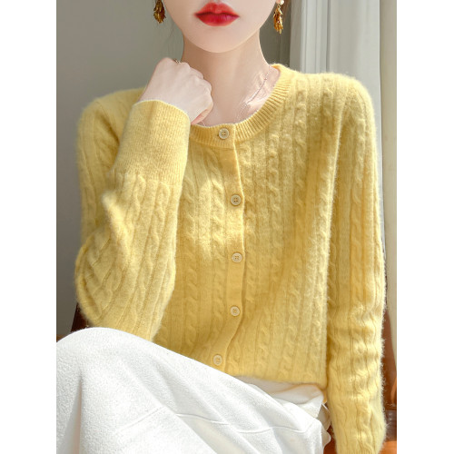 2024冬新款100純羊絨針織開衫外套女秋冬新款圓領提花外搭毛衣潮 2024冬新款100純羊絨針織開衫外套女秋冬新款圓領提花外搭毛衣潮